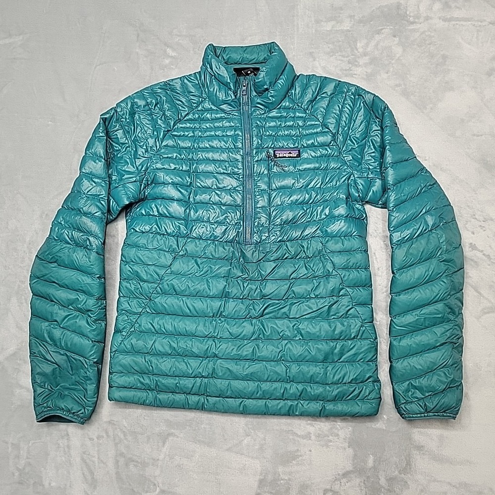 Patagonia Alplight Jacket Women XS Teal Blue Down Sweater Pullover Puffer Hiking